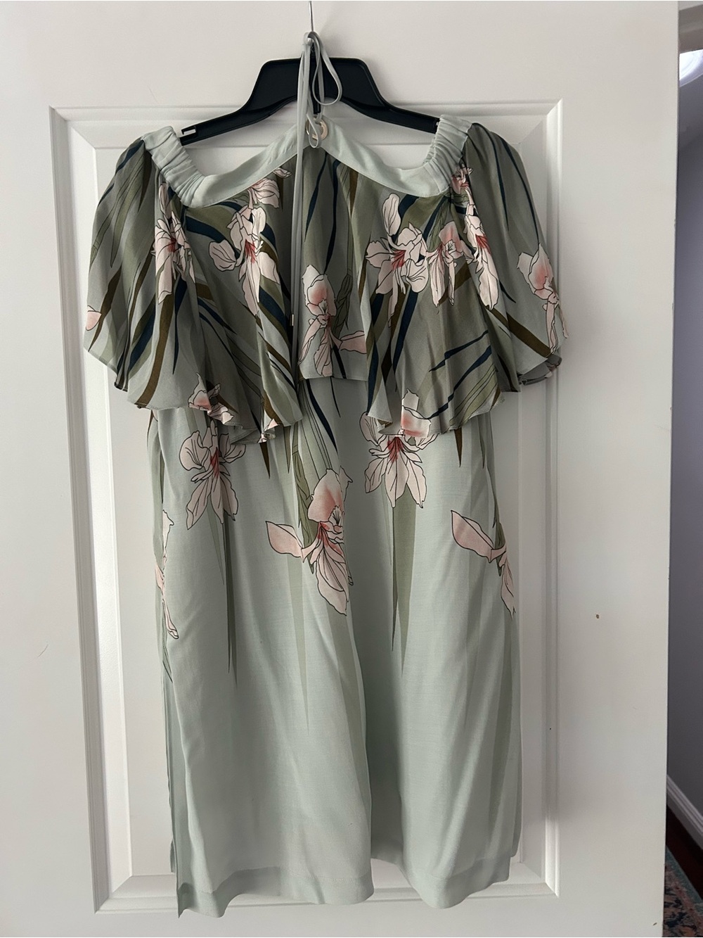 Ted Baker Sage Green Floral Off-Shoulder Midi Dress